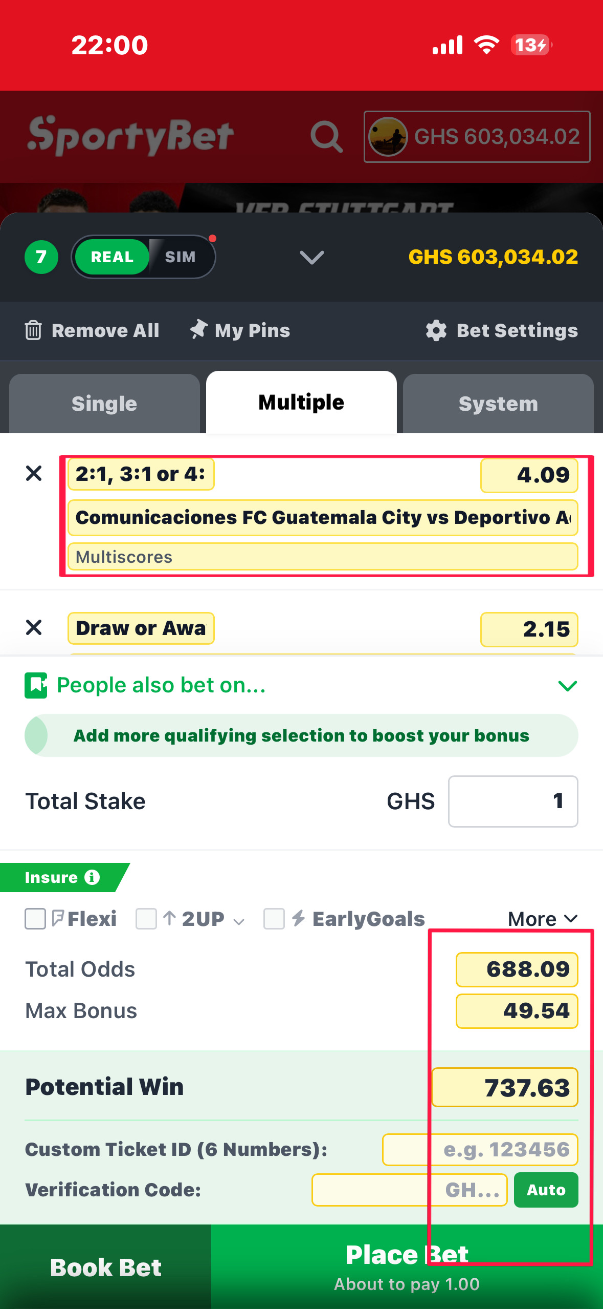 Pasting booking code in app betslip