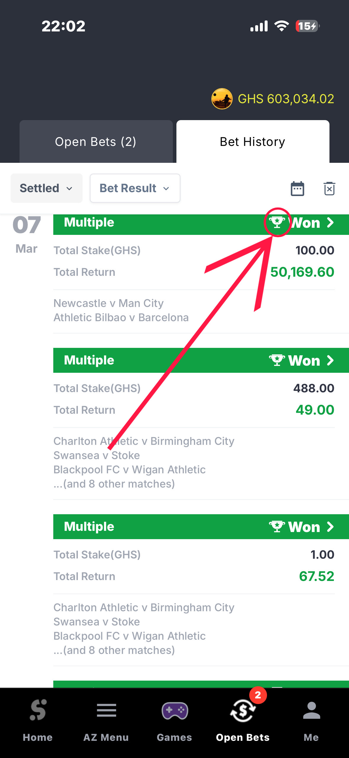 Pasting booking code in app betslip