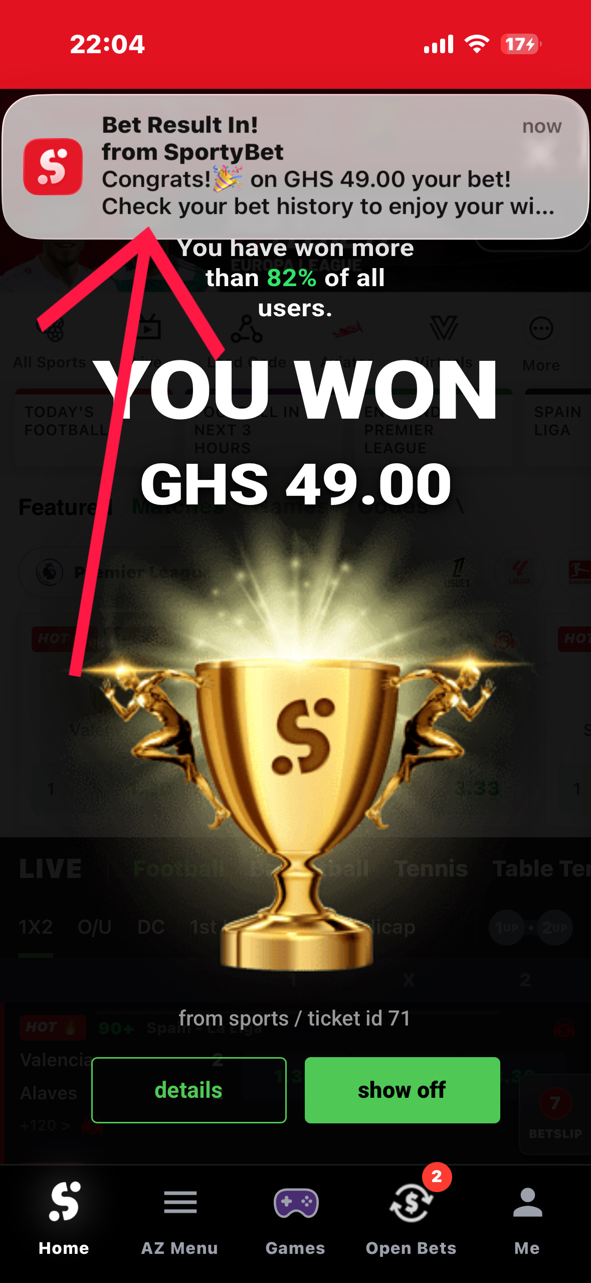 Pasting booking code in app betslip