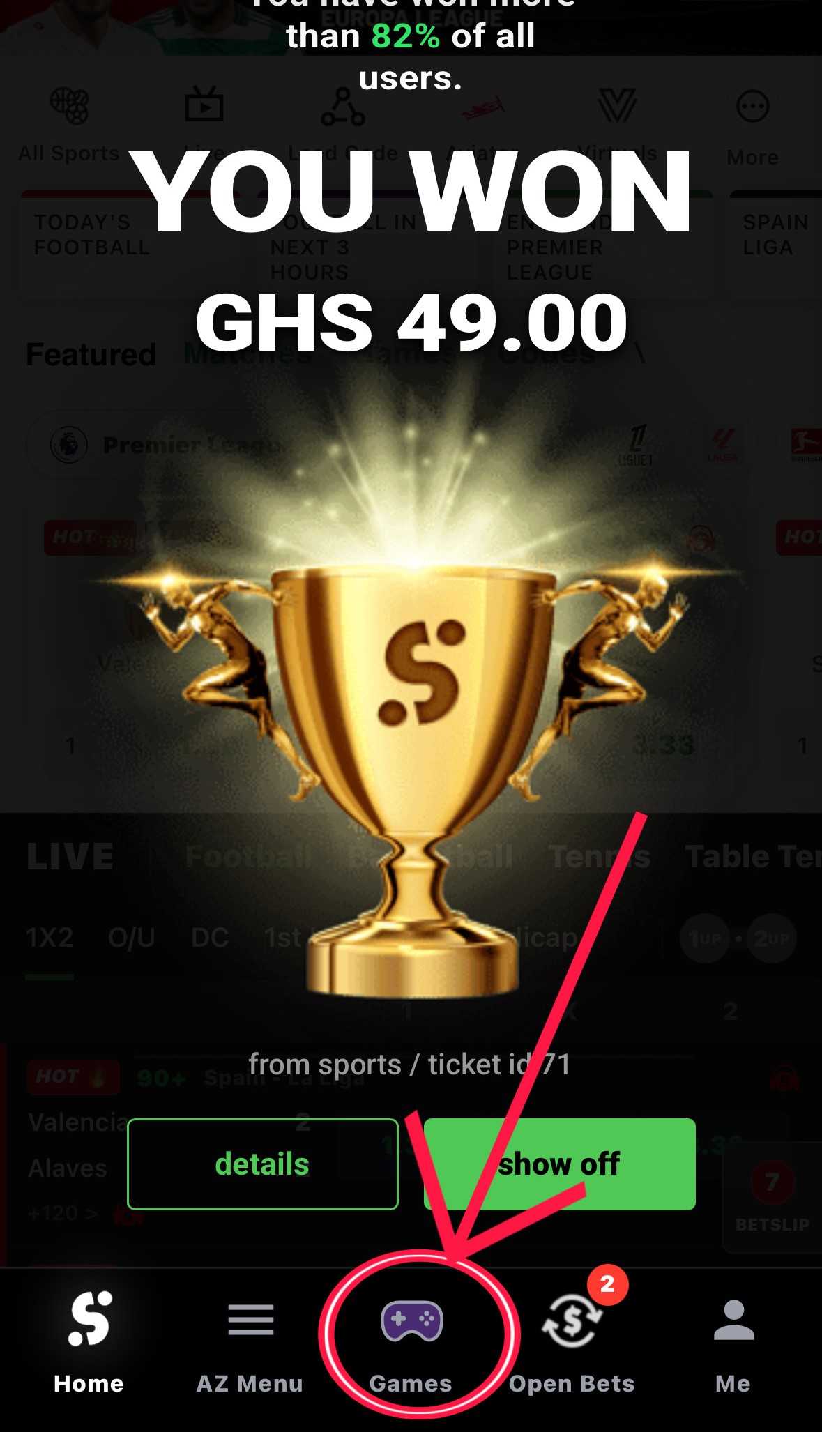 Pasting booking code in app betslip
